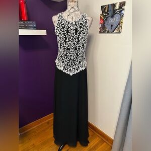 JKARA Sleeveless Gown with Beaded Top